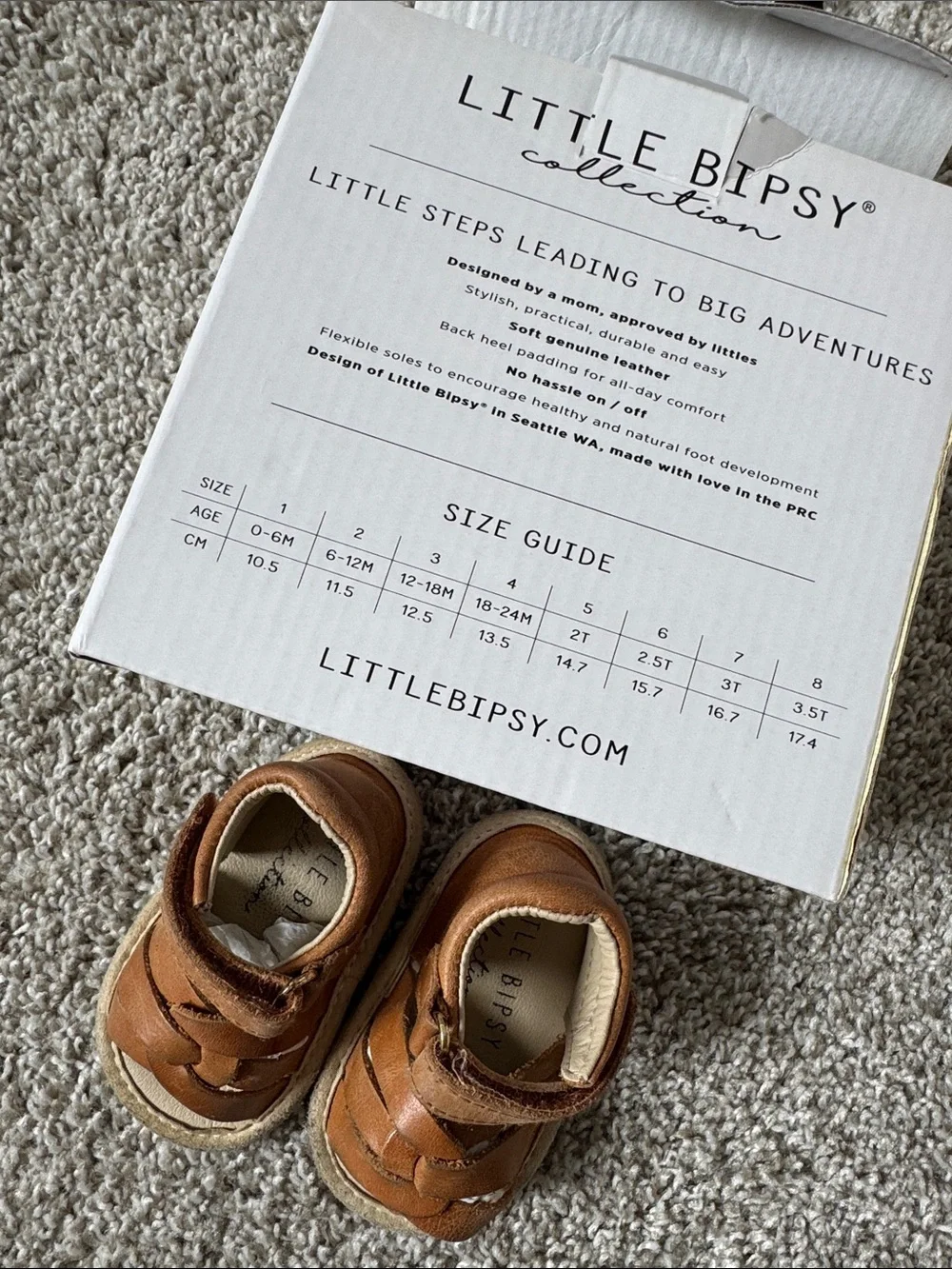 Little Bipsy Tan Leather Baby Moccasins